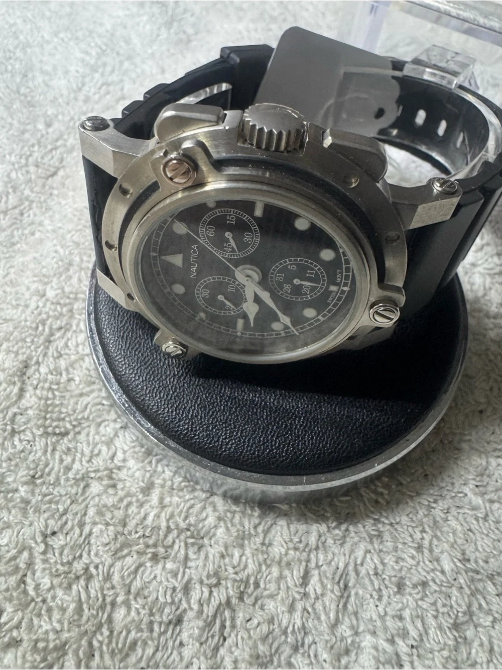 Nautica Men's Black Dial Stainless Steel Chronograph Watch